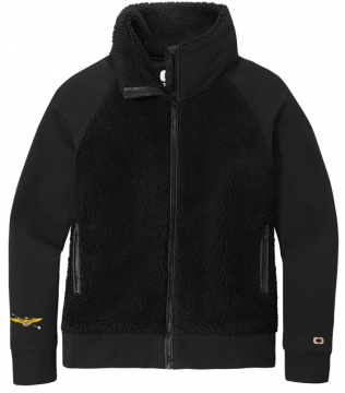 Ladies OGIO Sherpa Full Zip Fleece Black Jacket with Pilot Wings & Hook